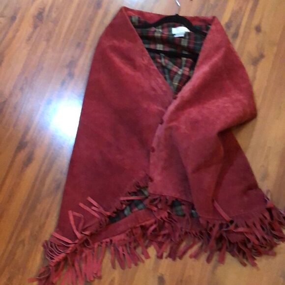 Spiegel vintage Cranberry SUEDE Cape with fringe. - Picture 8 of 8